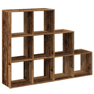 Librería divisora 3 niveles madera envejecida 137.5x29x103.5 cm H