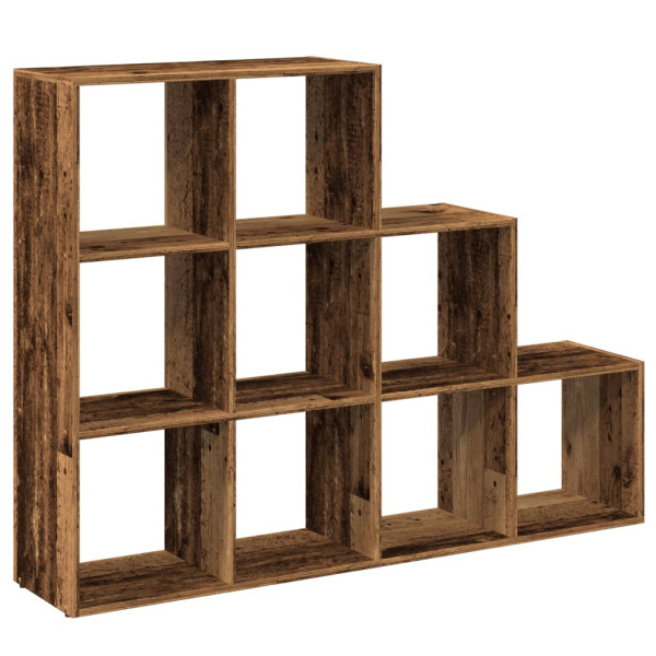 Librería divisora 3 niveles madera envejecida 137.5x29x103.5 cm M 2