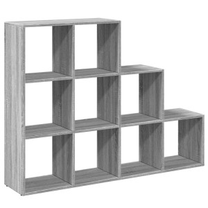 Librería divisora 3 niveles madera gris Sonoma 137.5x29x103.5cm H