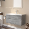 Mueble de baño con lavabo madera contrachapada gris Sonoma 3