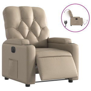 Sillón reclinable eléctrico de cuero sintético color capuchino H
