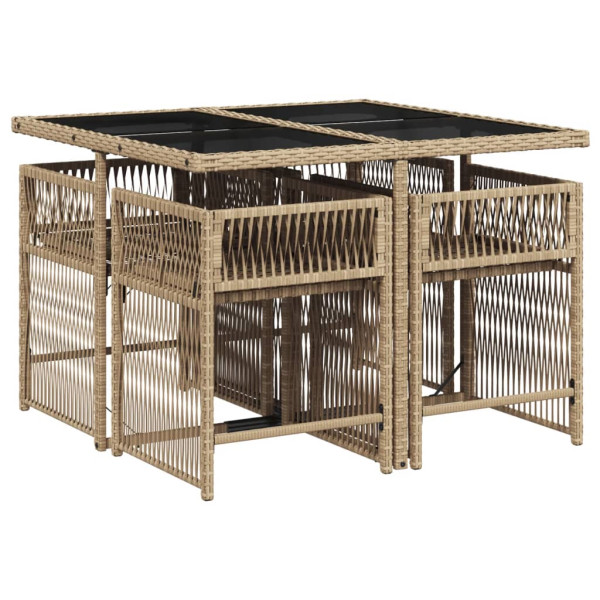 Set comedor de jardín 5 pzas con cojines ratán sintético beige M 3
