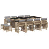 Set comedor de jardín con cojines 13 pzas ratán sintético beige 2