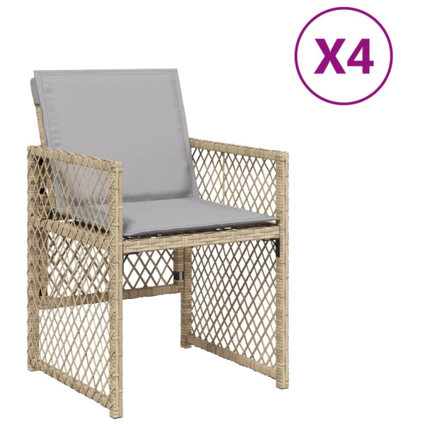 Sillones jardín con cojines 4 uds ratán sintético beige mezcla M 2