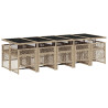 Set comedor de jardín 11 pzas con cojines ratán sintético beige 5