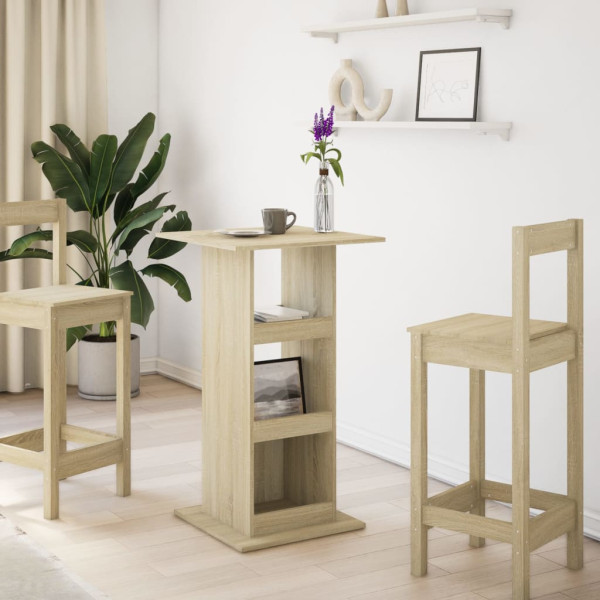 Mesa alta bar con almacenaje madera roble Sonoma 60x60x102 cm M 3