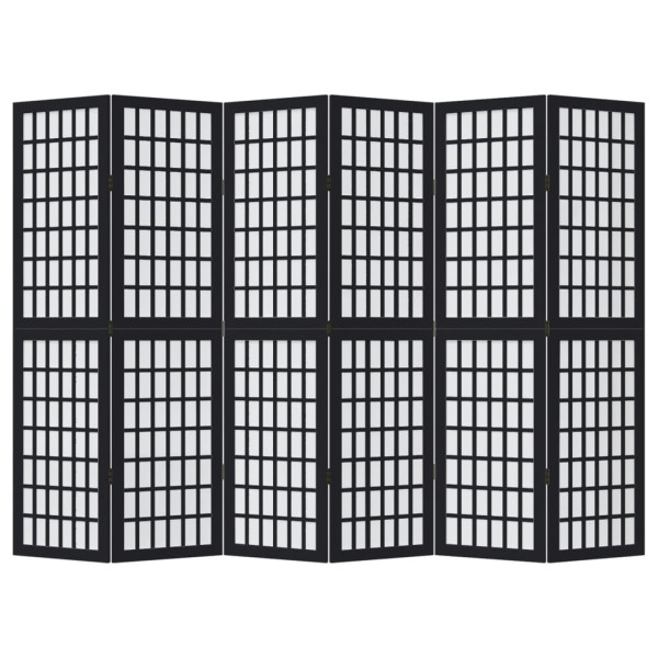 Biombo separador de 6 paneles madera maciza Paulownia negro M 4