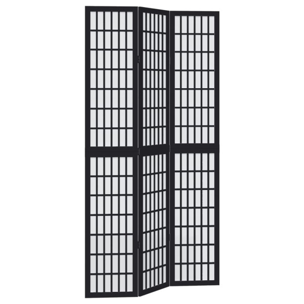Biombo com 3 painéis madeira de paulownia maciça preto M 2