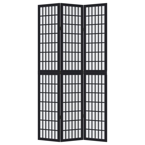 Biombo separador de 3 paneles madera maciza Paulownia negro M 4
