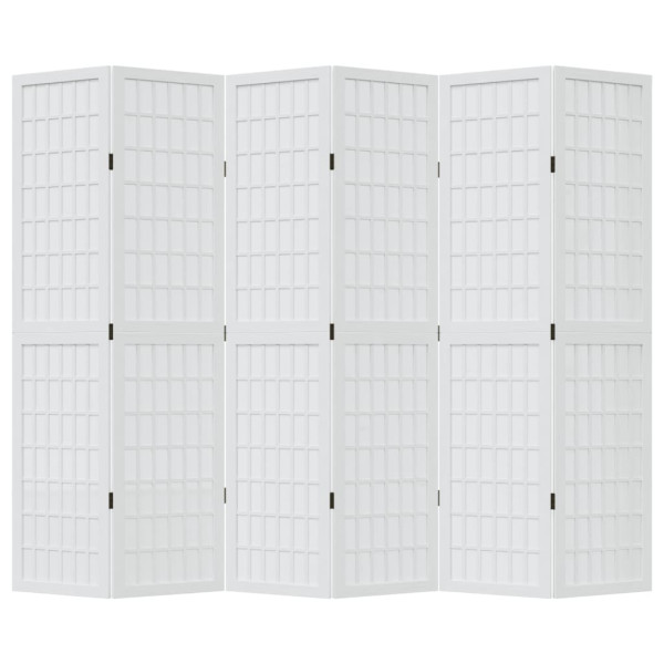 Biombo separador de 6 paneles madera maciza Paulownia blanco M 4