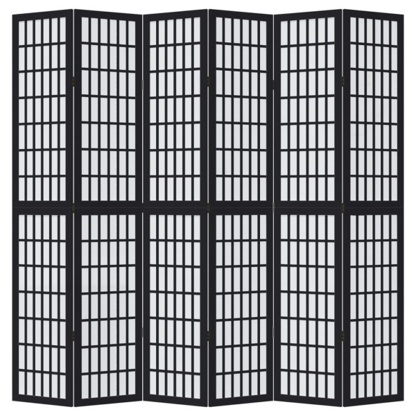 Separador Biombo 6 painéis de madeira maciça Paulownia preto M 4