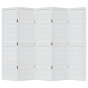 Biombo separador de 5 paneles madera maciza Paulownia blanco 4