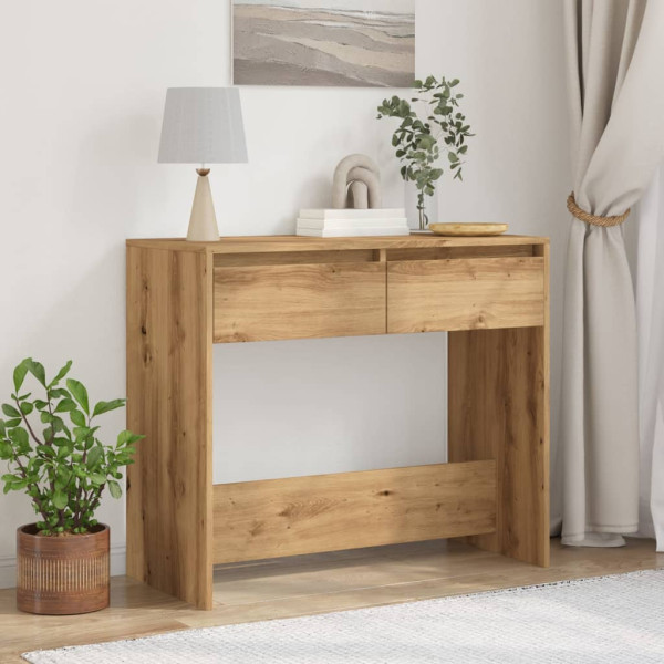 Mesa consola madera de ingeniería roble artesanal 89x41x76.5 cm M 3