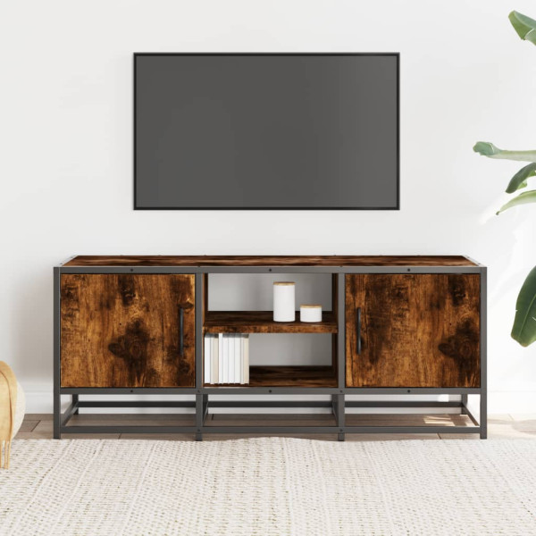 Mueble TV metal y madera ingeniería roble ahumado 100x35x41 cm M 3