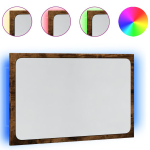 Espelho de casa de banho c/ LED deriv. madeira carvalho sonoma H