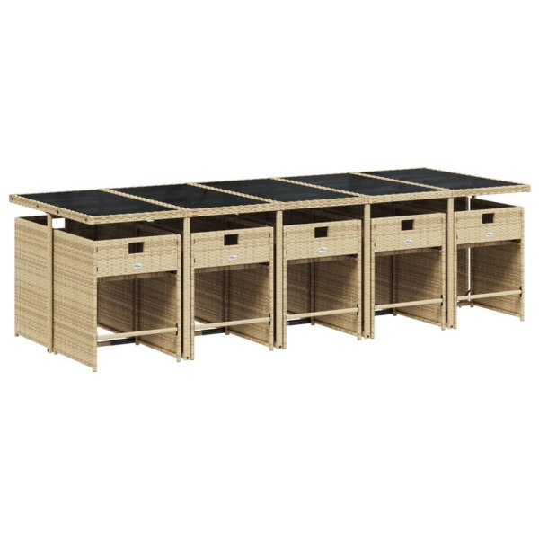 Set comedor de jardín 11 pzas con cojines ratán sintético beige M 3