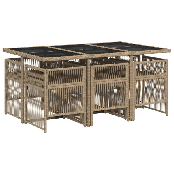 Set comedor de jardín 7 pzas con cojines ratán sintético beige M 3