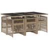 Set comedor de jardín 7 pzas con cojines ratán sintético beige 3