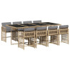 Set comedor de jardín 9 pzas con cojines ratán sintético beige 2