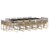 Set comedor de jardín con cojines 15 pzas ratán sintético beige 2