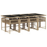 Set comedor de jardín 9 pzas con cojines ratán sintético beige 3