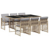Set comedor de jardín 7 pzas con cojines ratán sintético beige 2