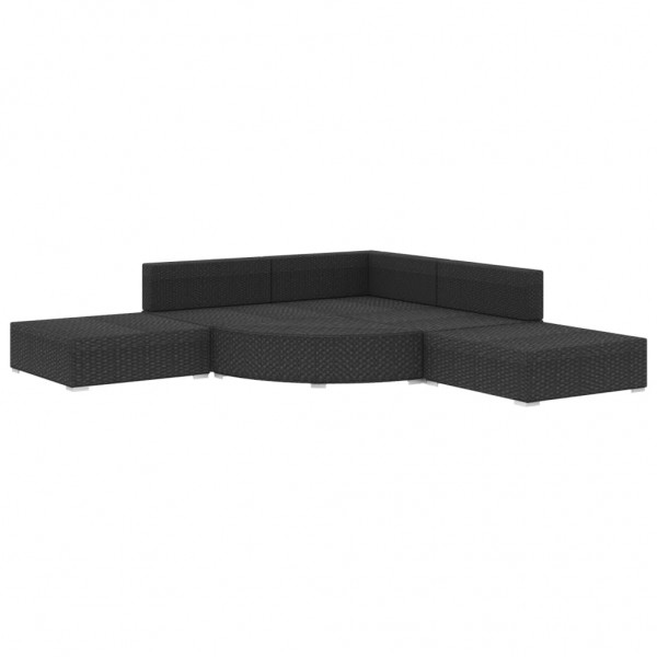 Set muebles de jardín y cojines 6 piezas ratán sintético negro M 3