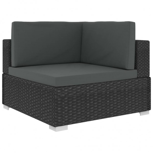 6 pcs conjunto lounge de jardim c/ almofadões vime PE preto M 4