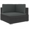 6 pcs conjunto lounge de jardim c/ almofadões vime PE preto 4