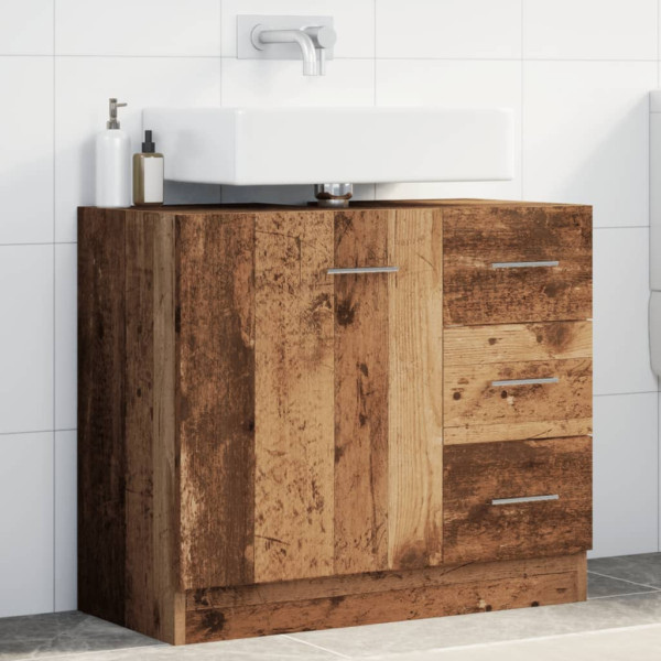 Armario para lavabo madera ingeniería envejecida 63x30x54 cm M 3