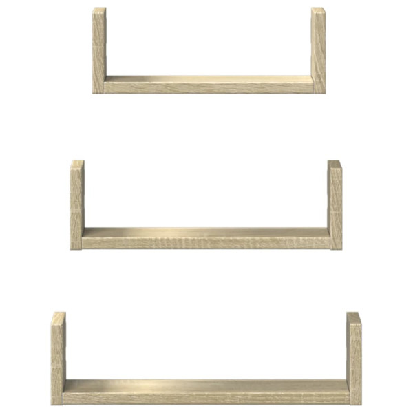 Estante de pared 3 unidades madera de ingeniería roble Sonoma M 4