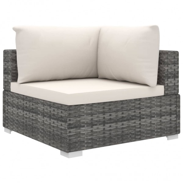 Set de muebles de jardín 6 pzas y cojines ratán sintético gris M 3