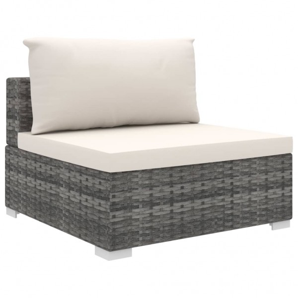 Set de muebles de jardín 6 pzas y cojines ratán sintético gris M 4
