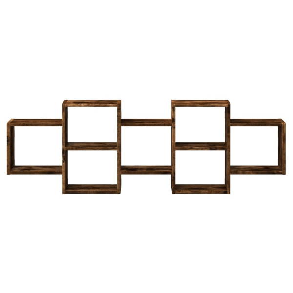 Estante de pared madera ingeniería roble ahumado 129x18x42 cm M 4