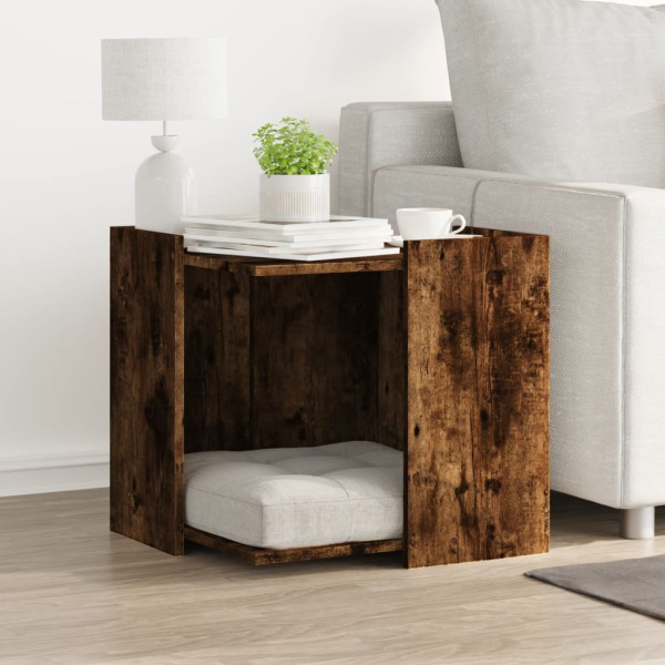 Mueble arenero para gatos madera roble ahumado 53x53x51 cm M 3