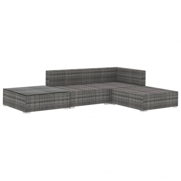 Set de muebles de jardín 4 pzas y cojines ratán sintético gris M 3