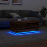 Mesa de centro con luces LED madera envejecida 90x50x40 cm 5