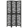 Biombo separador de 3 paneles madera maciza Paulownia negro 4