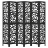 Biombo separador de 6 paneles madera maciza Paulownia negro 4