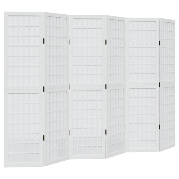 Biombo separador de 6 paneles madera maciza Paulownia blanco M 2