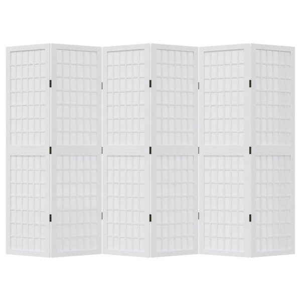Biombo separador de 6 paneles madera maciza Paulownia blanco M 4