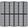 Biombo separador de 6 paneles madera maciza Paulownia negro 4