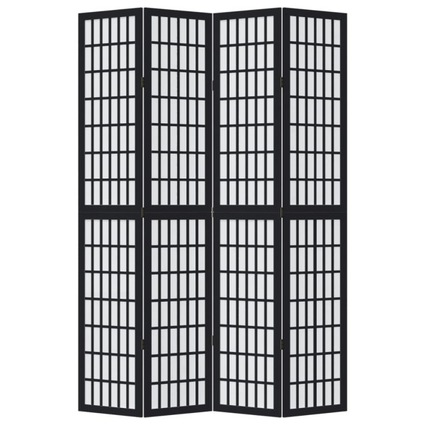 Biombo separador de 4 paneles madera maciza Paulownia negro M 4
