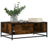 Mesa de centro madera ingeniería metal roble humo 90x57x35 cm 4