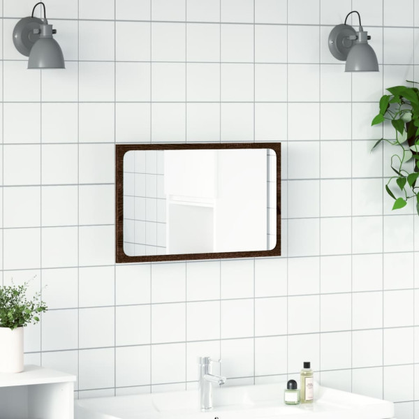 Espejo de baño LED madera ingeniería marrón roble 60x8.5x38 cm M 4