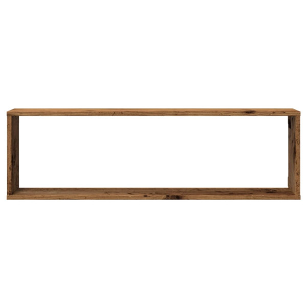 Estantes cubo de pared 2 uds madera envejecida 100x15x30 cm M 5