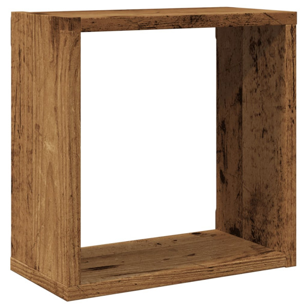 Estantes cubo de pared 4 uds madera envejecida 30x15x30 cm M 4