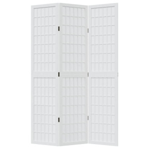 Biombo separador de 3 paneles madera maciza Paulownia blanco H