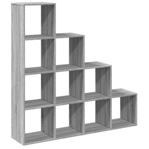 Librería divisora 4 niveles madera gris Sonoma 131.5x29x131.5cm H