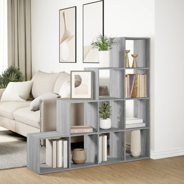 Librería divisora 4 niveles madera gris Sonoma 131.5x29x131.5cm M 4